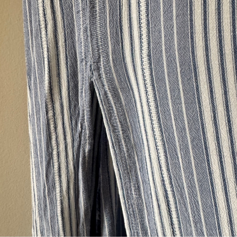 Salty Lemon Blue White Striped Maxi Dress Tie Front Beach Boho Size L - Picture 11 of 16